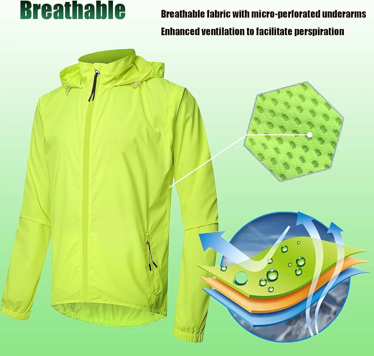 Cycling Waterproof Jackets For Men,High Visibility Breathable Sleeveless Jacket