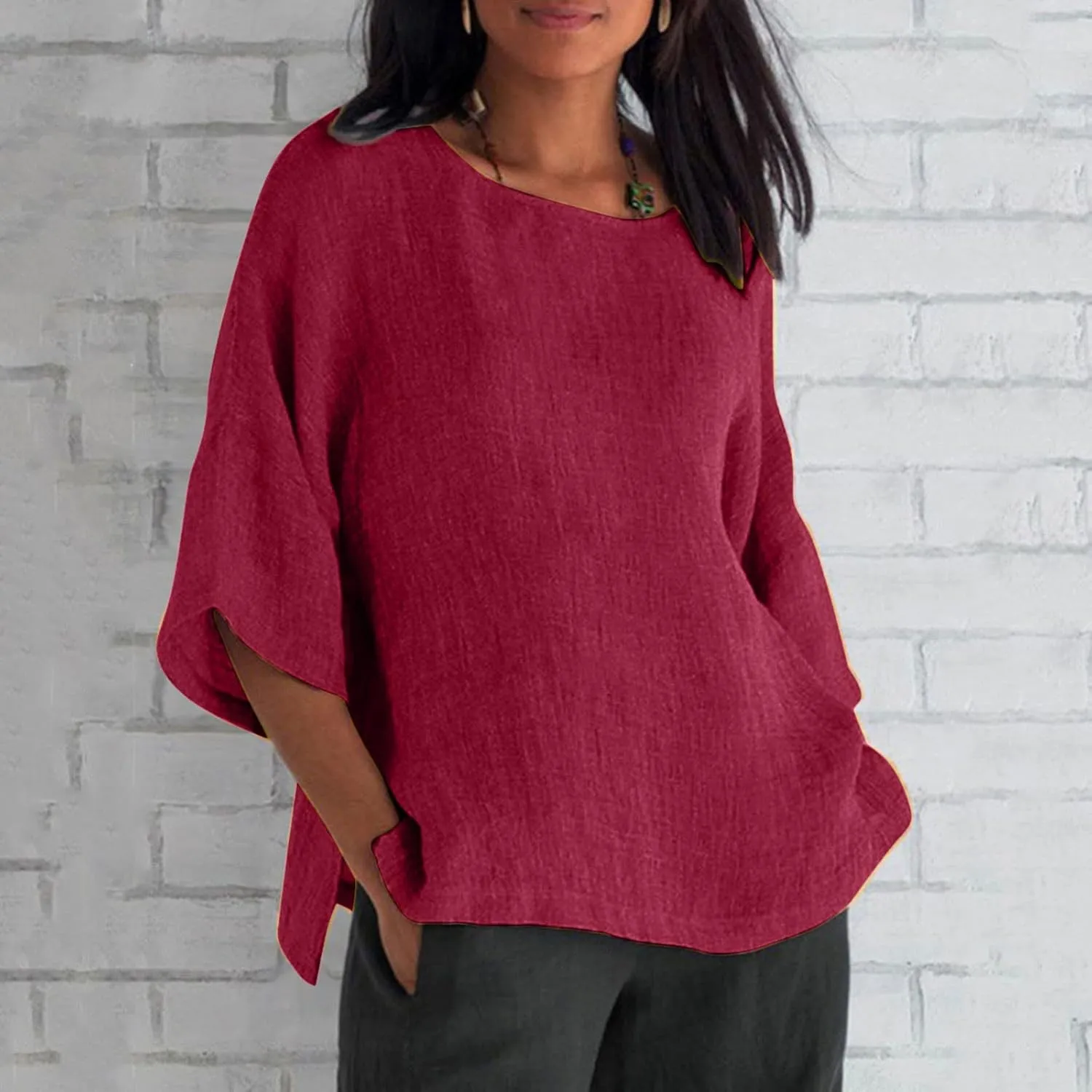 DASAYO Womens Summer Tops 2023 Trendy Cotton Linen Shirts for Women Loose Fit Vintage Going Out Blouses Fashion 2023 Outfits