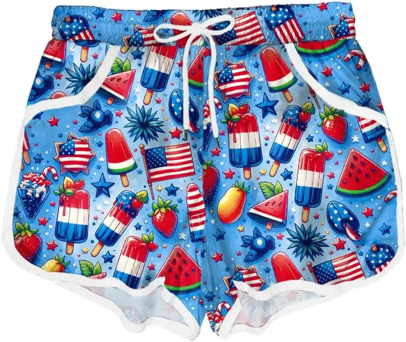 Deerose Kids American Flag Swim Shorts Quick Dry Swimming Board Shorts Active Swim Trunk 5-14 Years