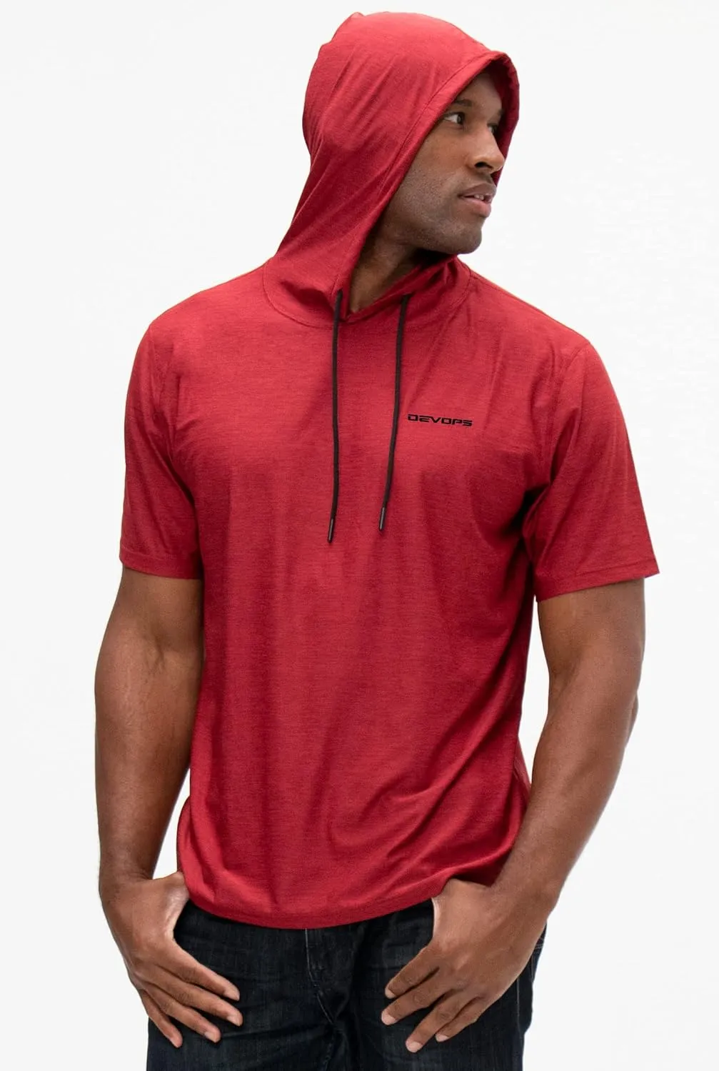 DEVOPS 3 Pack Men's Hoodie Short Sleeve Fishing Hiking Running Workout T-Shirts