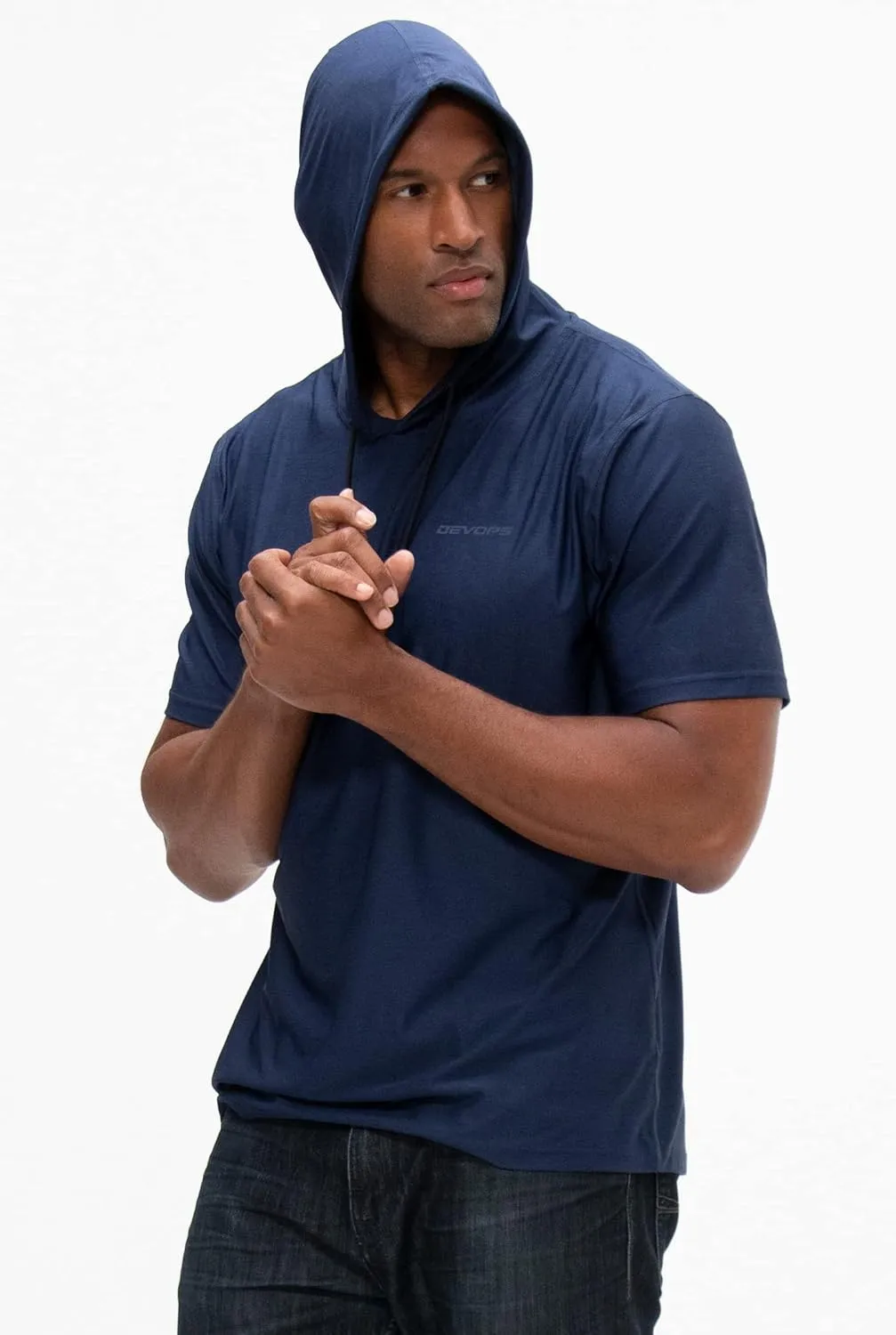 DEVOPS 3 Pack Men's Hoodie Short Sleeve Fishing Hiking Running Workout T-Shirts