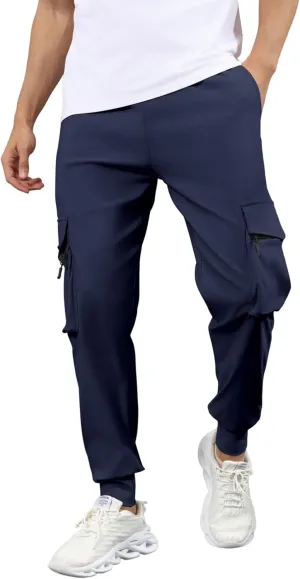 EDITCOZY Joggers for Men Stretch Lightweight Slim Athletic Cargo Pants Gym Running Workout Pants with Pockets