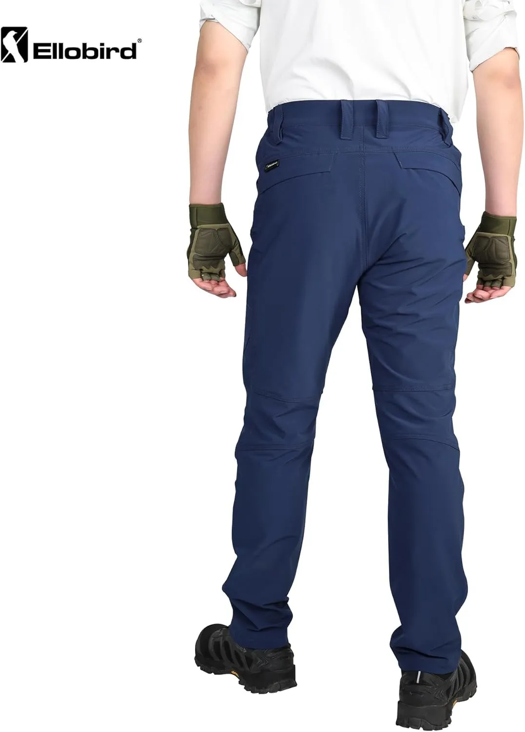 Ellobird Mens Flex Cargo Hiking Pants, Waterproof Stretch Lightweight Trousers