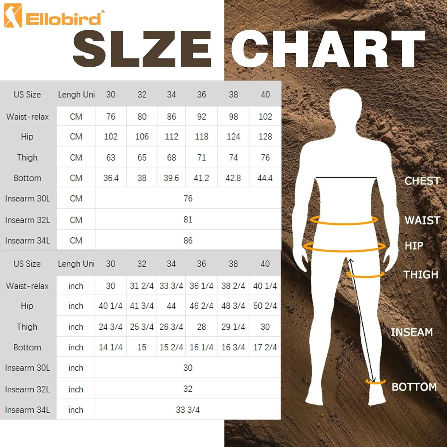 Ellobird Mens Flex Cargo Hiking Pants, Waterproof Stretch Lightweight Trousers