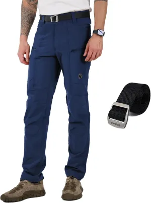 Ellobird Mens Flex Cargo Hiking Pants, Waterproof Stretch Lightweight Trousers