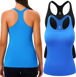 Evercute 1/2/3 Pack Workout Tank Tops for Women with Built in Bra Racerback Yoga Sleeveless Top Camisole Athletic Gym Tops