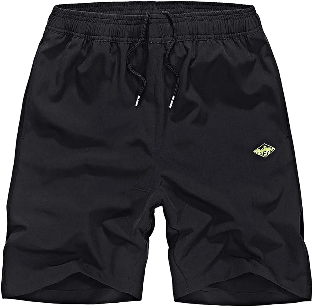 EXEKE Men's Quick Dry Running Shorts Lightweight Gym Workout Shorts with Zipper Pockets