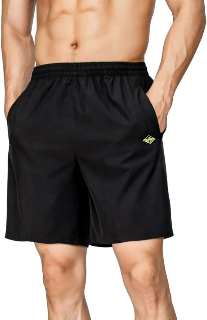 EXEKE Men's Quick Dry Running Shorts Lightweight Gym Workout Shorts with Zipper Pockets