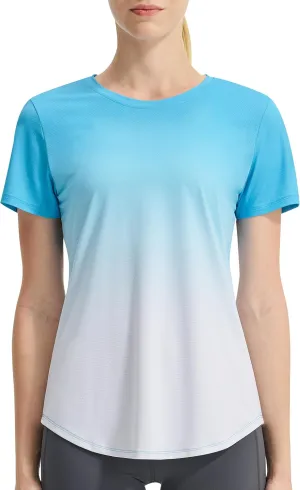 EZRUN Women's Workout Shirt Quick Dry Gym Athletic Running T-Shirts Short Sleeve Summer Swim Yoga Tops