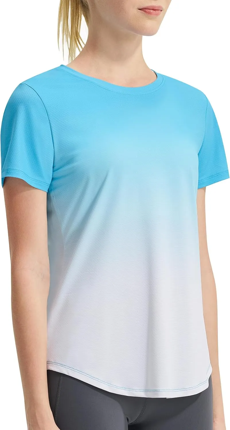 EZRUN Women's Workout Shirt Quick Dry Gym Athletic Running T-Shirts Short Sleeve Summer Swim Yoga Tops