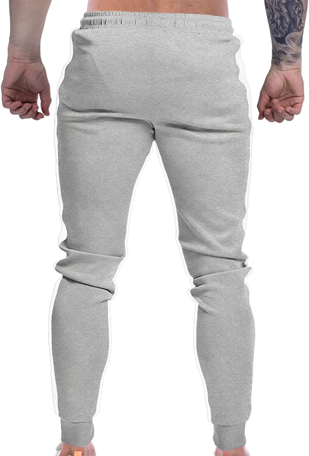 Finelylove Men's Casual Sweatpants Slim Fit Joggers Pants Drawstring Side Stripes Athletic Gym Pants with Zip Pockets