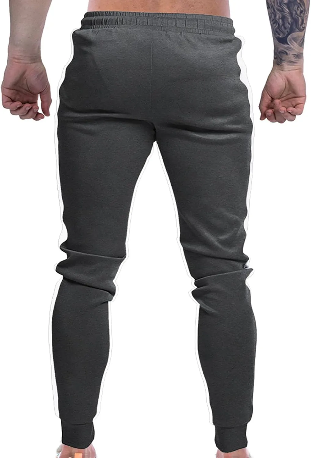 Finelylove Men's Casual Sweatpants Slim Fit Joggers Pants Drawstring Side Stripes Athletic Gym Pants with Zip Pockets