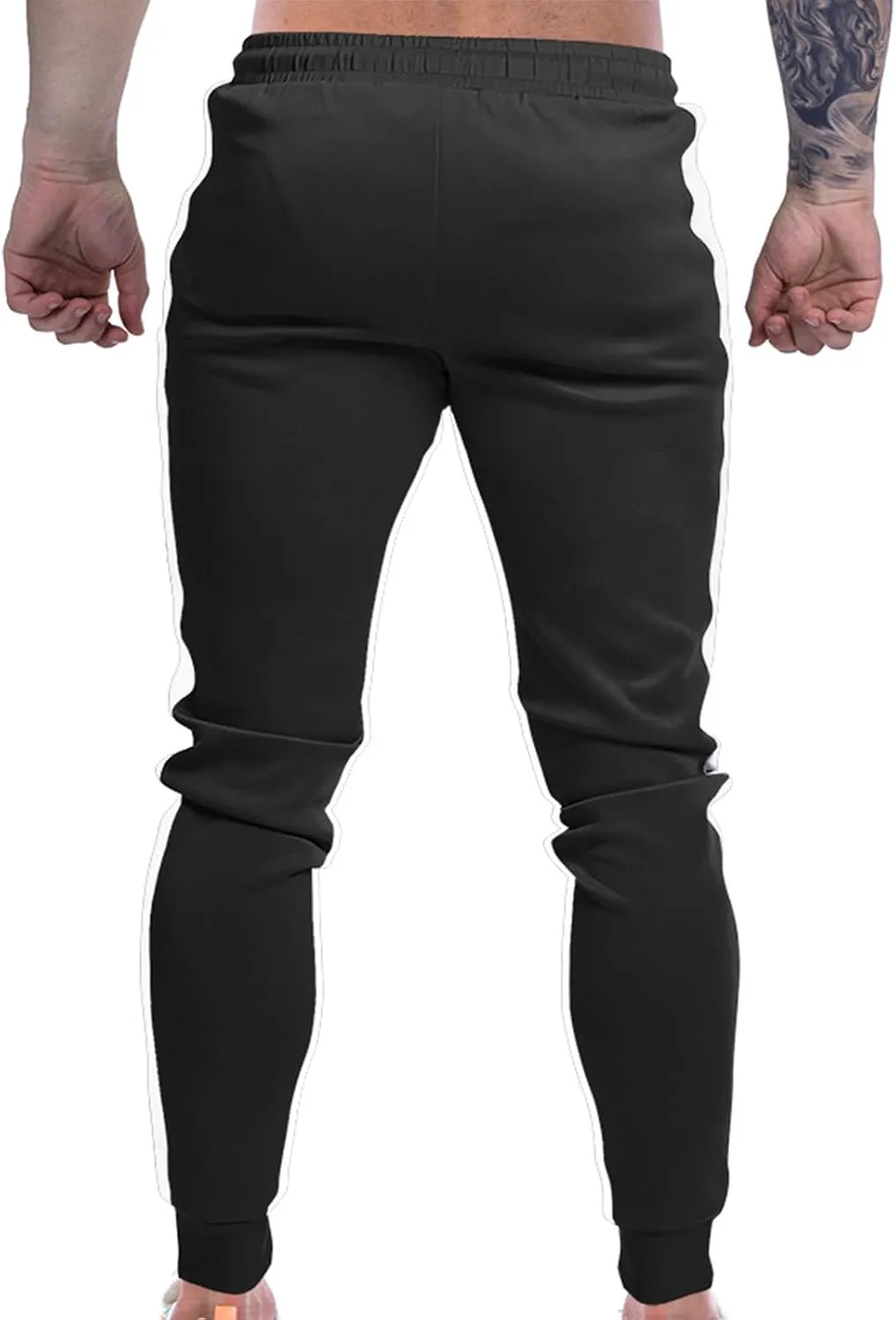 Finelylove Men's Casual Sweatpants Slim Fit Joggers Pants Drawstring Side Stripes Athletic Gym Pants with Zip Pockets