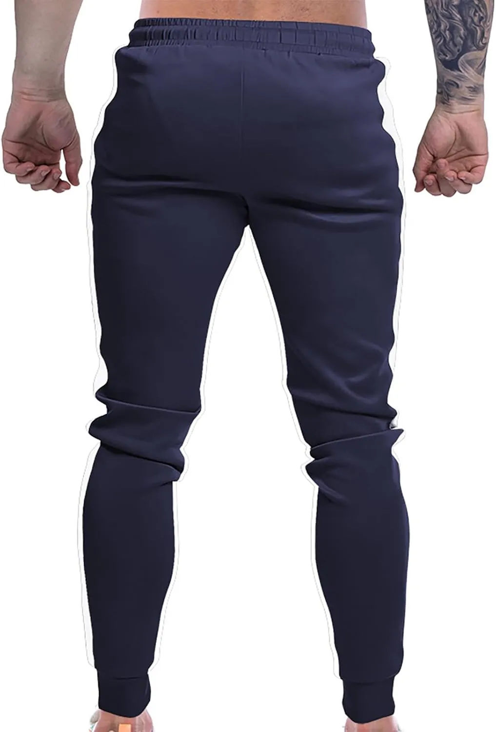 Finelylove Men's Casual Sweatpants Slim Fit Joggers Pants Drawstring Side Stripes Athletic Gym Pants with Zip Pockets