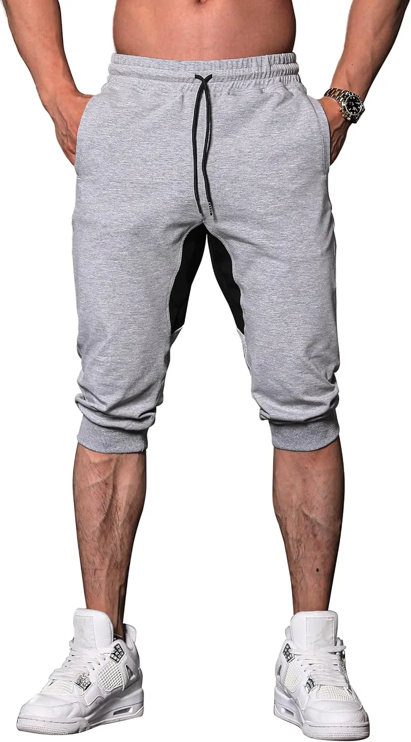 FIRSTGYM Mens Workout 3/4 Jogger Pants Tapered Fit Sweatpants Casual Joggers