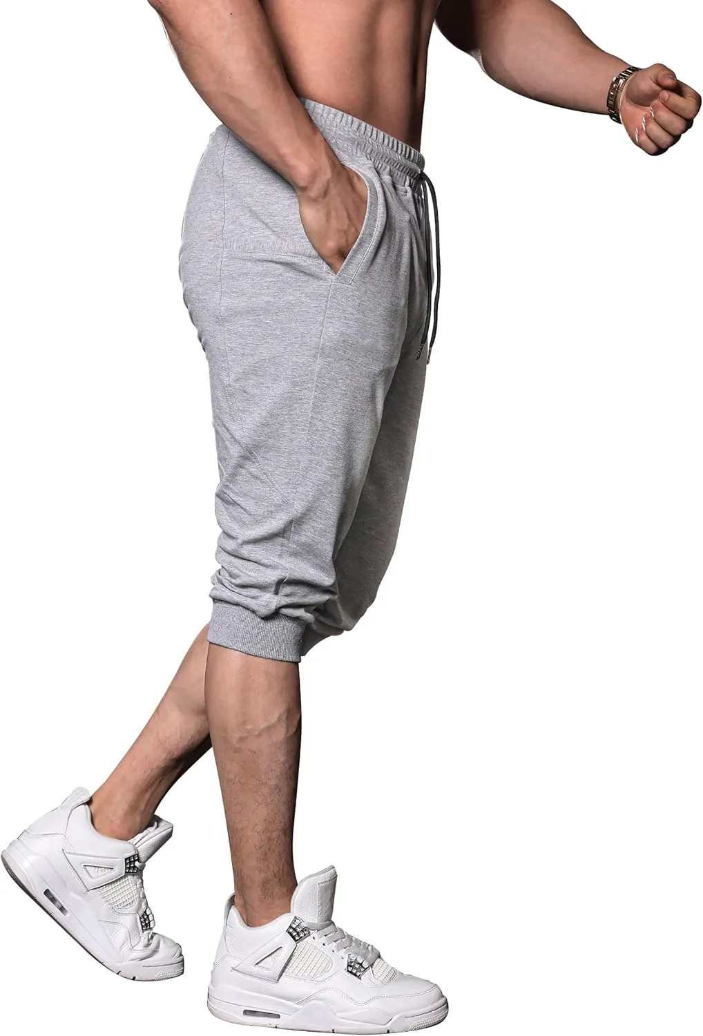 FIRSTGYM Mens Workout 3/4 Jogger Pants Tapered Fit Sweatpants Casual Joggers