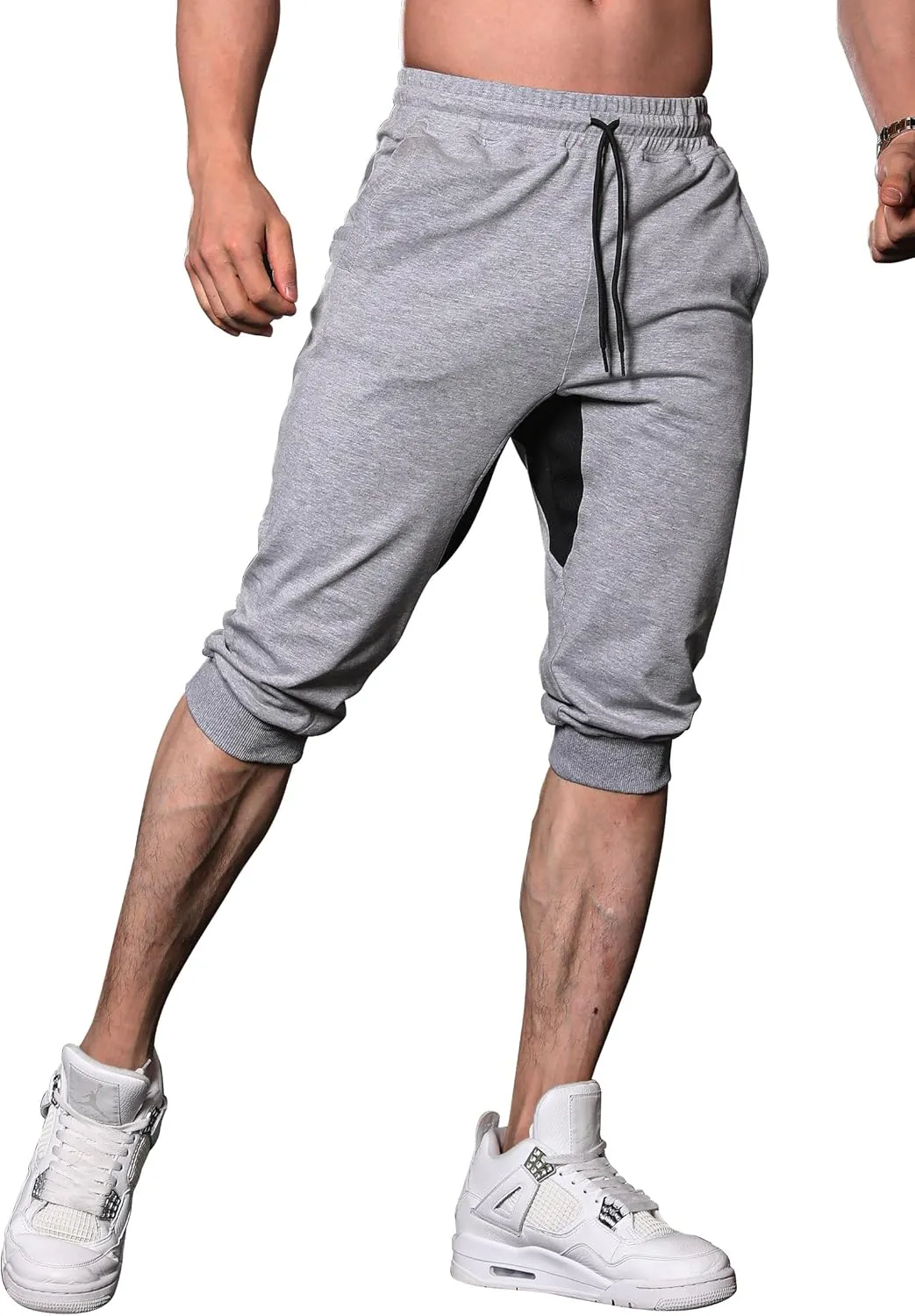 FIRSTGYM Mens Workout 3/4 Jogger Pants Tapered Fit Sweatpants Casual Joggers