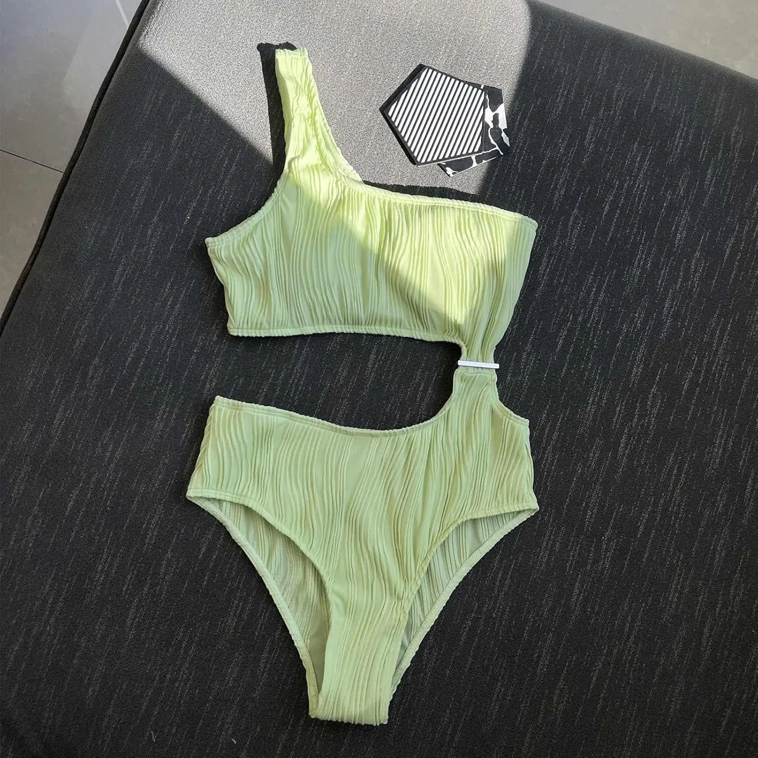 Firzero High Waisted Swimsuits for Women Tummy Control Swimsuits 2024 One Piece Cut Out Ruched Bathing Suit Sexy Swimwear