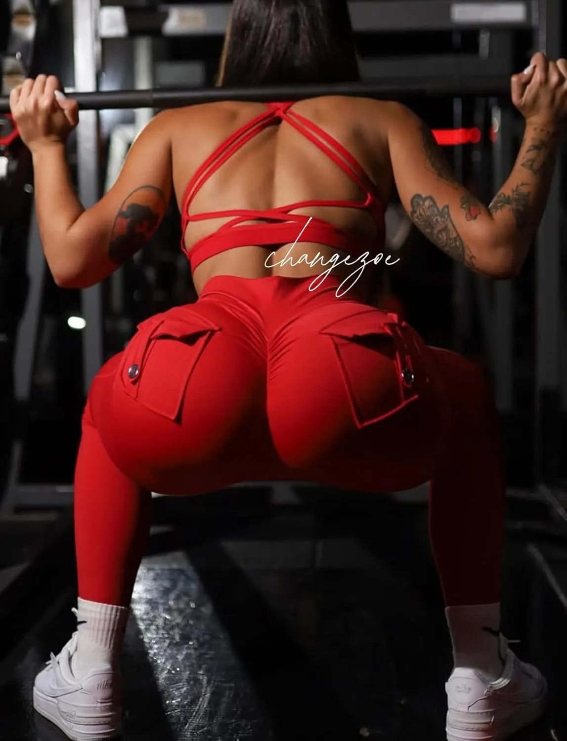 Flare Leggings with Back Pockets for Women Workout Leggings Scrunch Butt Lifting Gym Yoga Pant