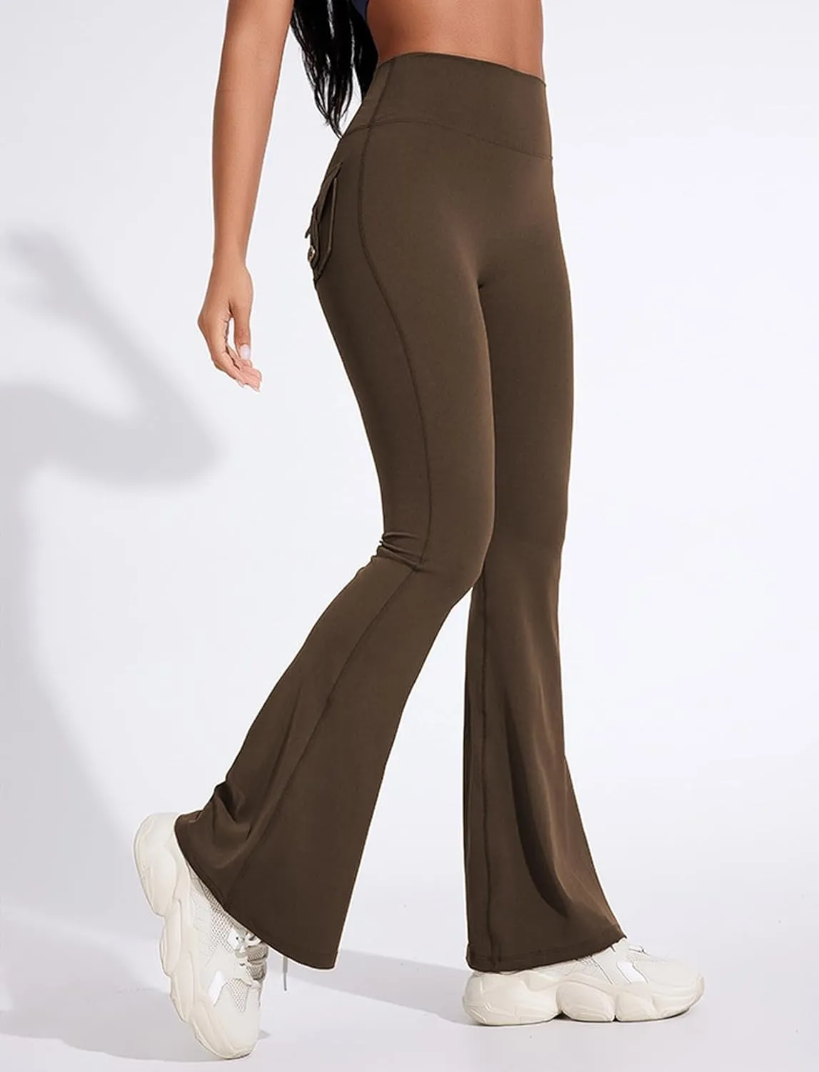 Flare Leggings with Back Pockets for Women Workout Leggings Scrunch Butt Lifting Gym Yoga Pant