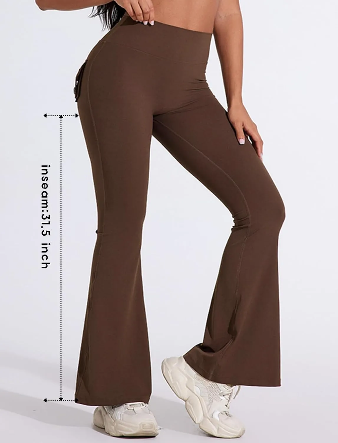 Flare Leggings with Back Pockets for Women Workout Leggings Scrunch Butt Lifting Gym Yoga Pant