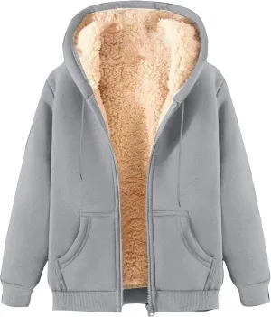 Fleece Jacket Men Fleece Jacket Women Unisex Fall Winter Warm Plush Lined Sherpa Cardigan Casual Long Sleeve Hoodies