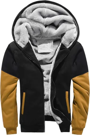 Fleece Lined Hoodie for Men Pullover Winter Workout Fleece Hoodie Jackets Full Zip Wool Warm Thick Coats