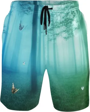 Floral Fairy Forest Butterflies Swim Trunks for Men Quick Dry Bathing Shorts Surf Swimming Shorts Beach S
