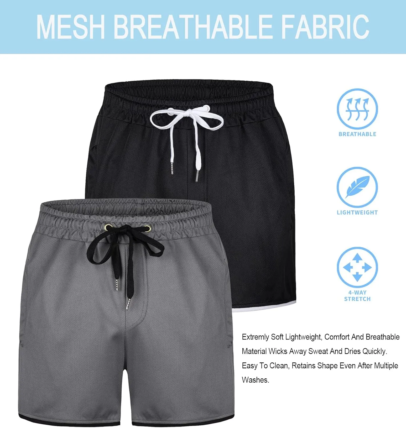 FLYFIREFLY Men's 4" Workout Running Shorts Quick Dry Lightweight Gym Yoga Shorts