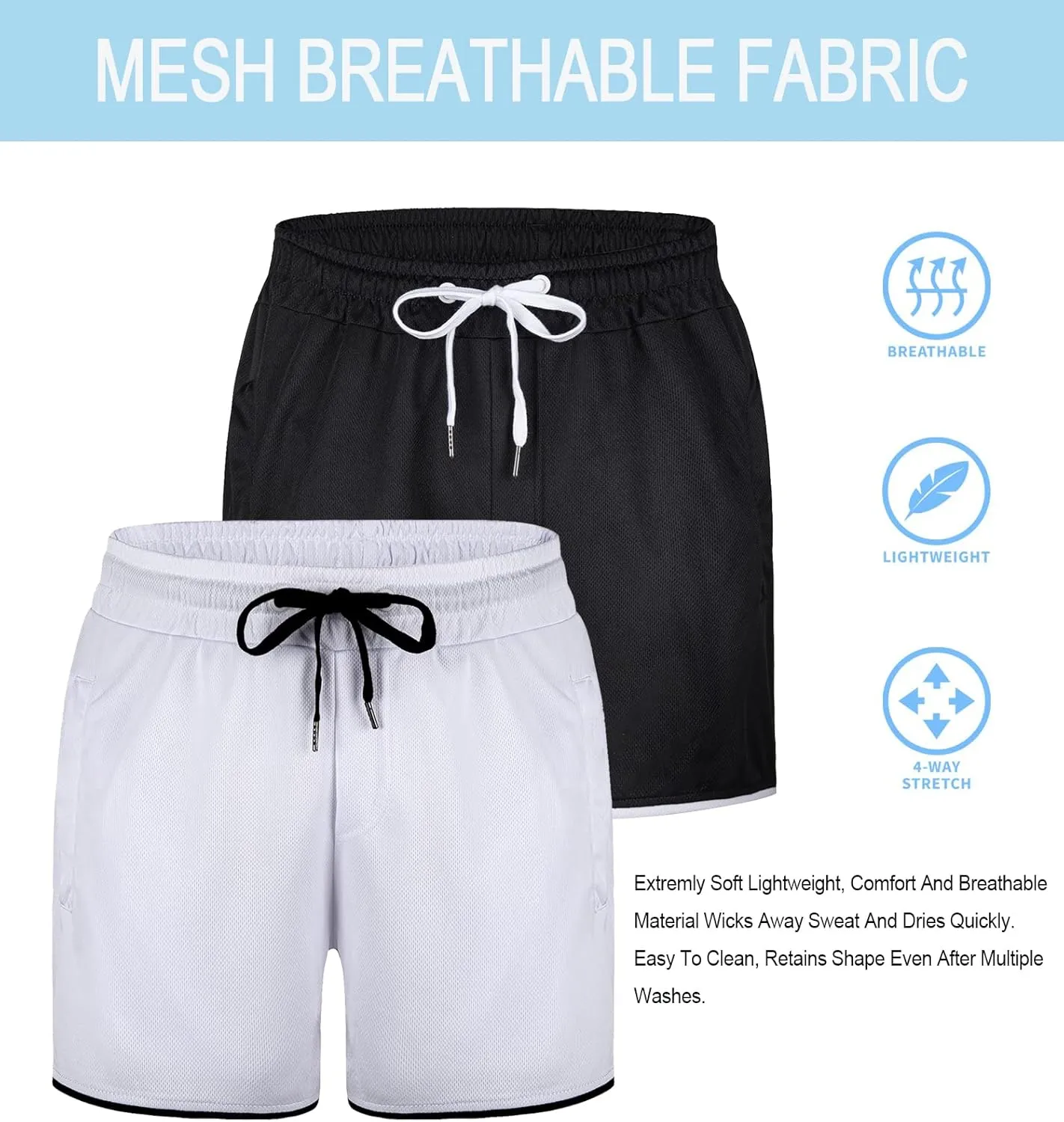 FLYFIREFLY Men's 4" Workout Running Shorts Quick Dry Lightweight Gym Yoga Shorts