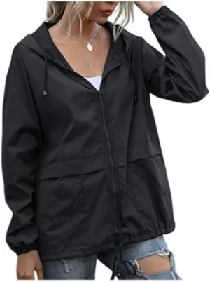 FRMUIC Rain Jackets for Women Waterproof Lightweight Hooded Rain Coats for Hiking Travel Outdoor Windbreaker Travel Jacket