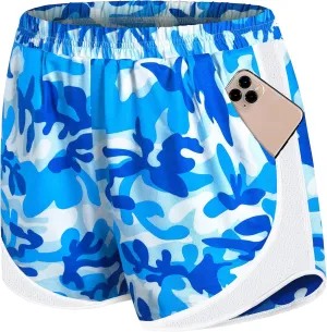 Fulbelle Running Shorts with Pockets Women Double Layer Athletic Workout Gym Shorts