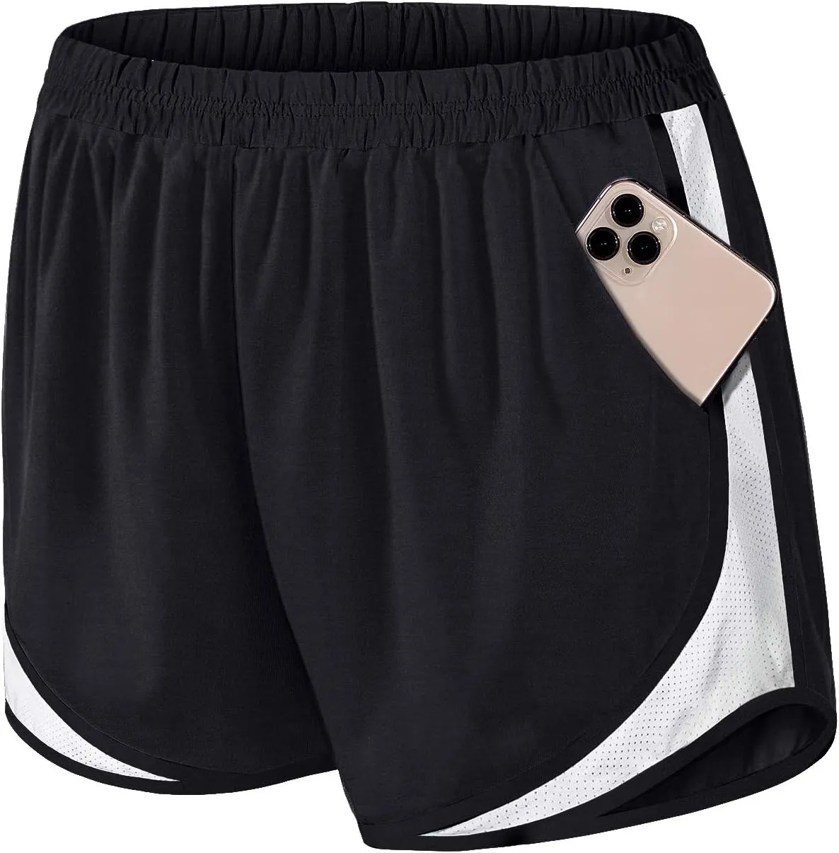 Fulbelle Running Shorts with Pockets Women Double Layer Athletic Workout Gym Shorts
