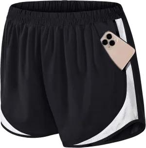 Fulbelle Running Shorts with Pockets Women Double Layer Athletic Workout Gym Shorts
