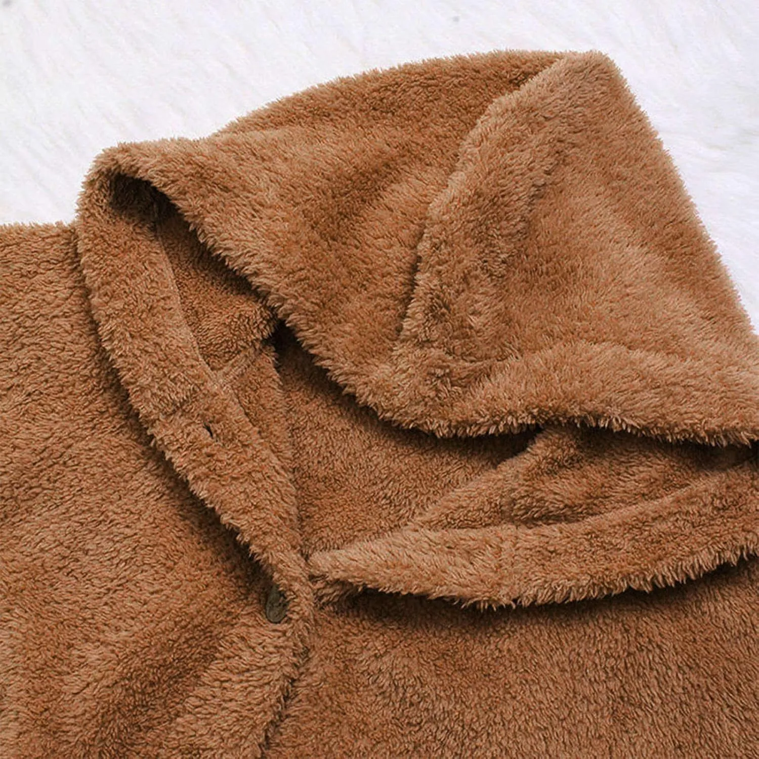 Fuzzy Fleece Jacket Women Winter Long Sleeve Sherpa Hoodie Coat Fall Warm Jackets Plus Size Button Plush Cardigan
