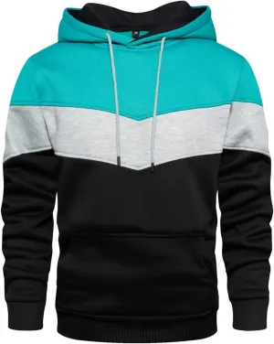 Fxbar Mens Hoodies Sweatshirt with Kangaroo Pocket Novelty Color Block Pullover Hoodie Long Sleeve Hooded Drawstring Tops