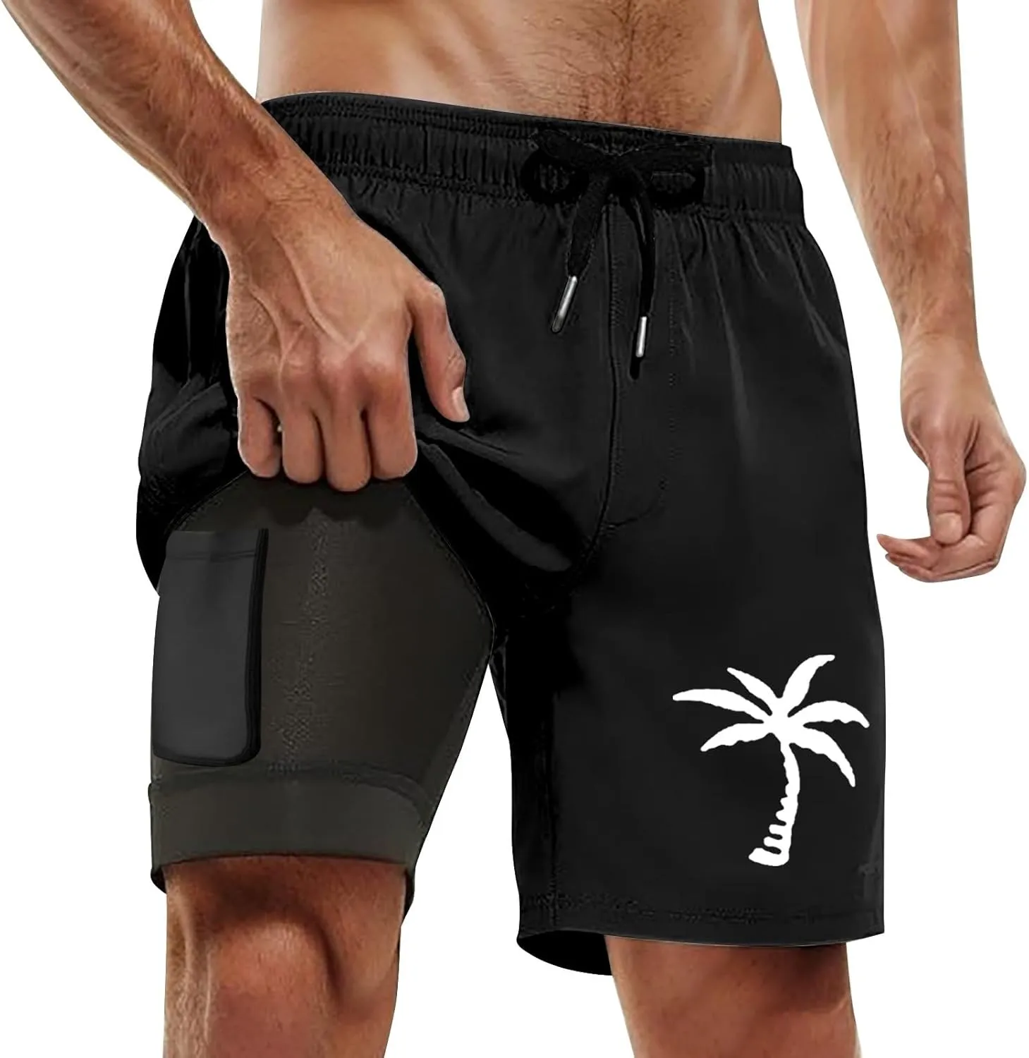 Fxbar Men's Swim Trunks 5 inch Quick Dry Board Shorts with Zipper Pockets Mesh Lining Bathing Suit Beach Shorts