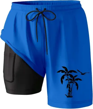 Fxbar Men's Swim Trunks 5 inch Quick Dry Board Shorts with Zipper Pockets Mesh Lining Bathing Suit Beach Shorts