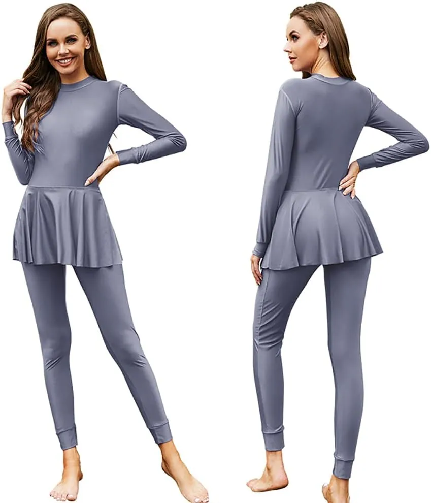 FYMNSI Womens Muslim Swimsuits Reversible Modest Swimwear Full Coverage Rash Guard One Piece Burkini Islamic Bathing Suits