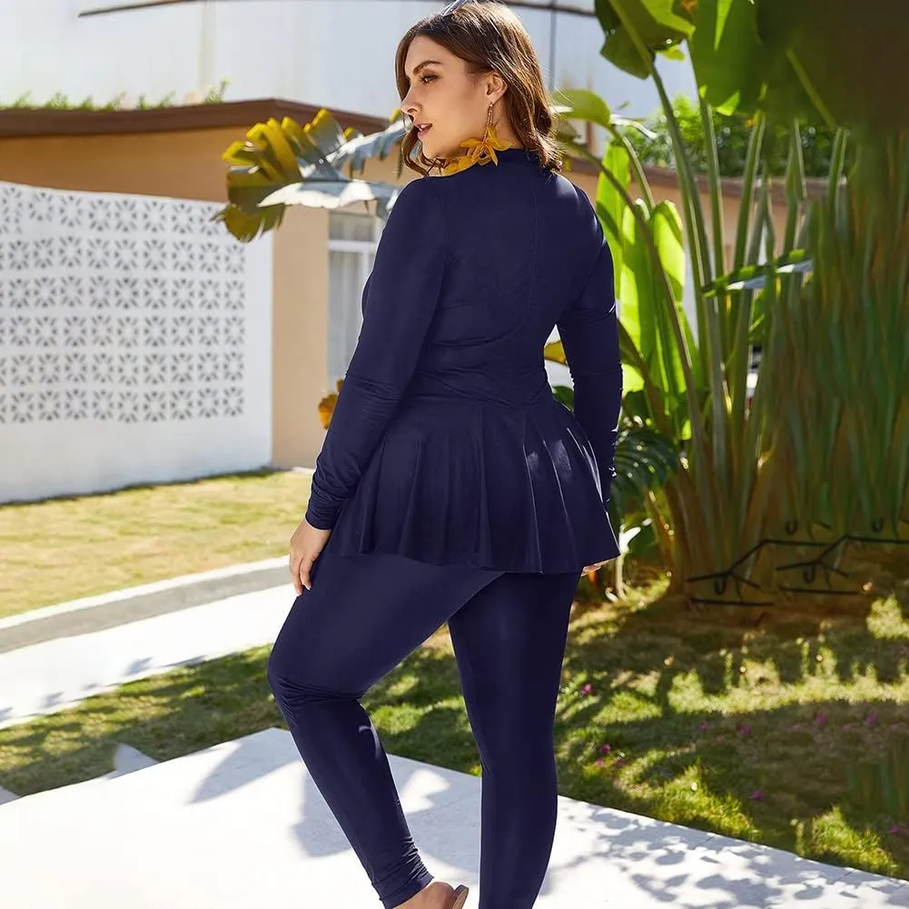 FYMNSI Womens Muslim Swimsuits Reversible Modest Swimwear Full Coverage Rash Guard One Piece Burkini Islamic Bathing Suits