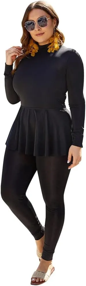 FYMNSI Womens Muslim Swimsuits Reversible Modest Swimwear Full Coverage Rash Guard One Piece Burkini Islamic Bathing Suits