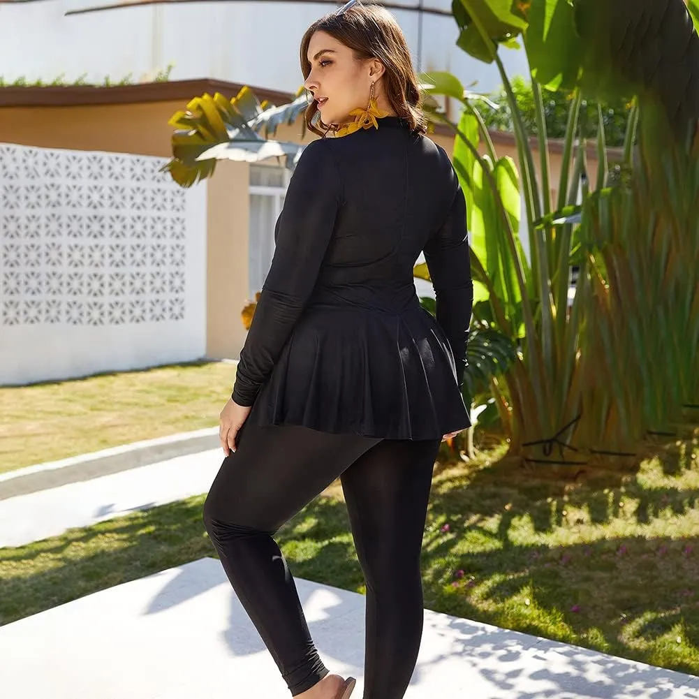 FYMNSI Womens Muslim Swimsuits Reversible Modest Swimwear Full Coverage Rash Guard One Piece Burkini Islamic Bathing Suits