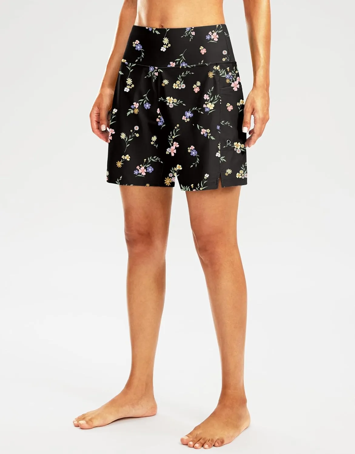 G Gradual Women's 7" Long Swim Board Shorts High Waisted Quick Dry Beach Swimming Shorts for Women with Liner Pockets
