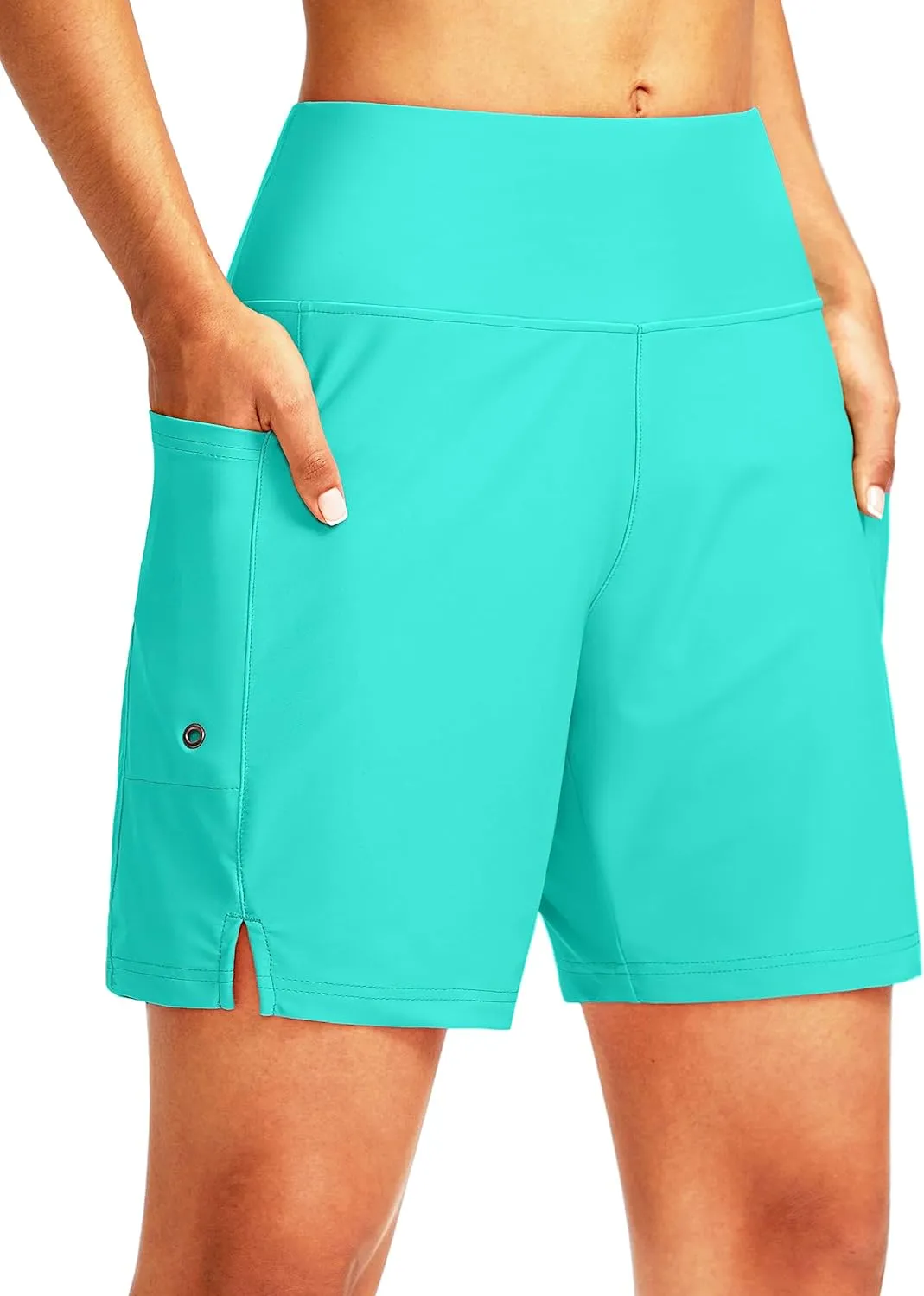 G Gradual Women's 7" Long Swim Board Shorts High Waisted Quick Dry Beach Swimming Shorts for Women with Liner Pockets