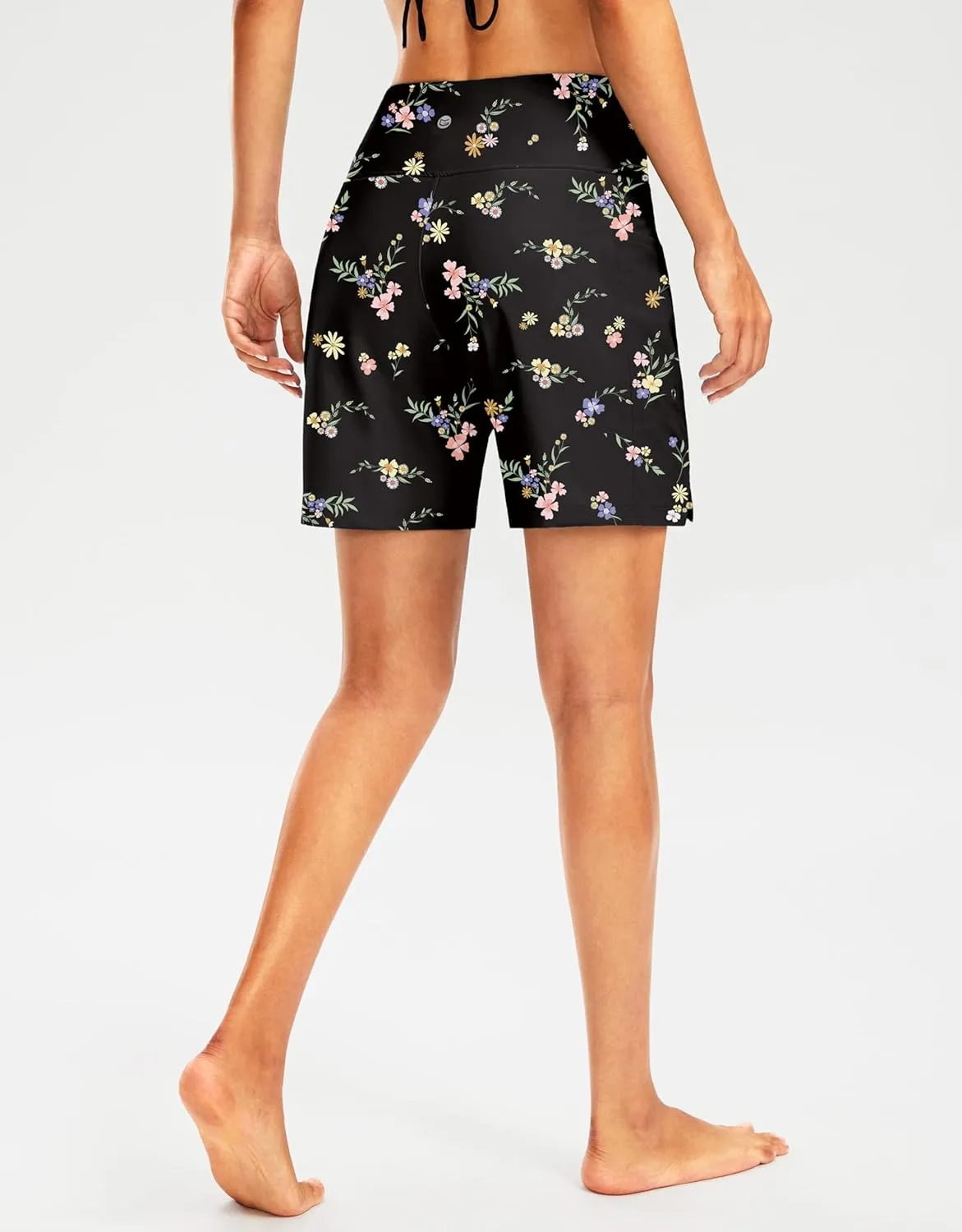 G Gradual Women's 7" Long Swim Board Shorts High Waisted Quick Dry Beach Swimming Shorts for Women with Liner Pockets