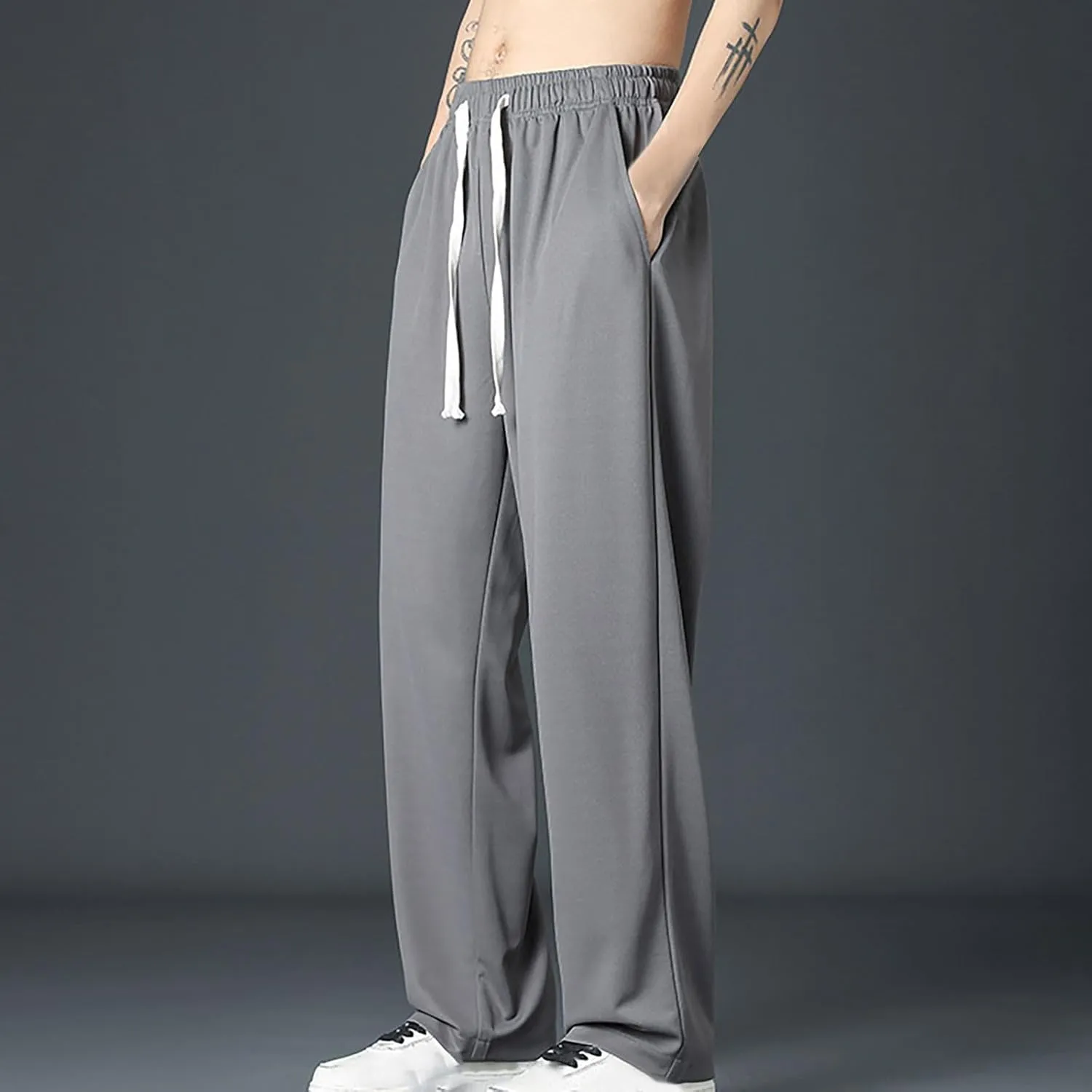 generic Sweatpants for Men Casual Drawstring Pants Oversized Mens Stylish Workout Gym Pants Lightweight Summer Straight Fit