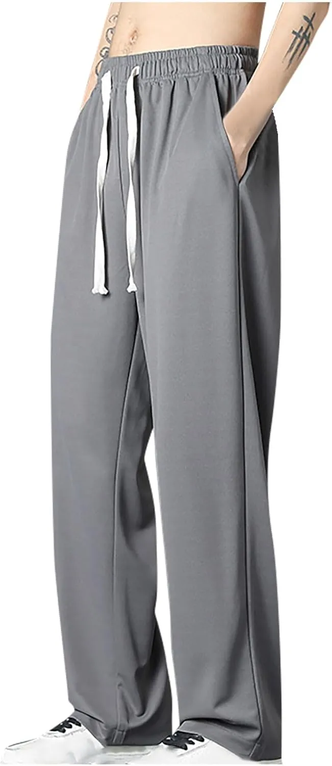 generic Sweatpants for Men Casual Drawstring Pants Oversized Mens Stylish Workout Gym Pants Lightweight Summer Straight Fit