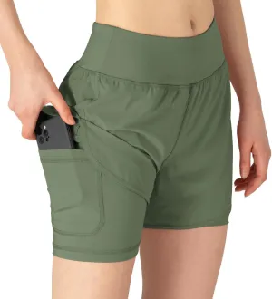 Gopune Women's 2 in 1 Running Shorts Workout Athletic Gym Yoga Shorts Liner