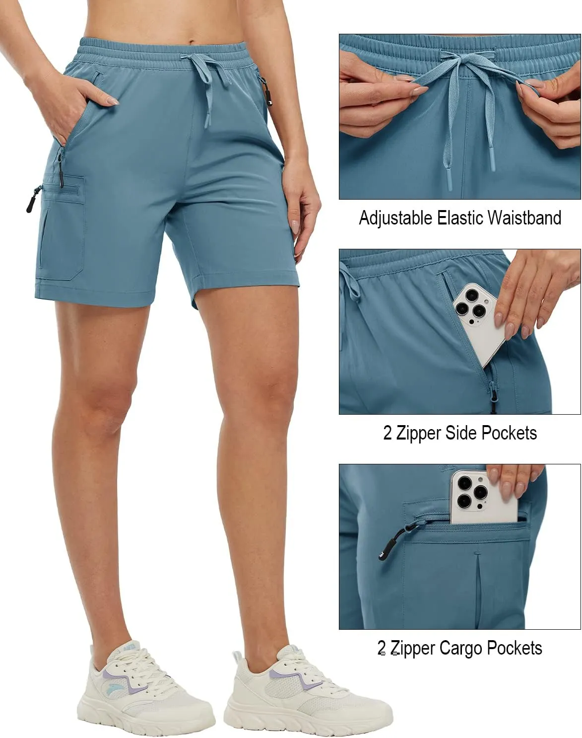 Gopune Women's Running Shorts with Zipper Pockets Quick Dry Athletic Gym Workout Shorts