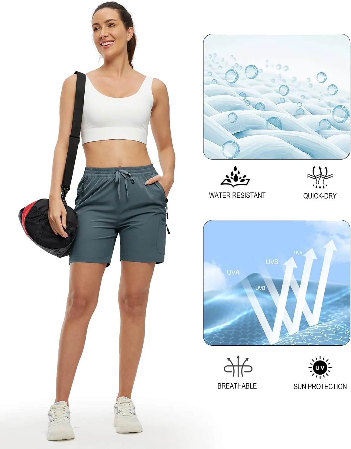 Gopune Women's Running Shorts with Zipper Pockets Quick Dry Athletic Gym Workout Shorts